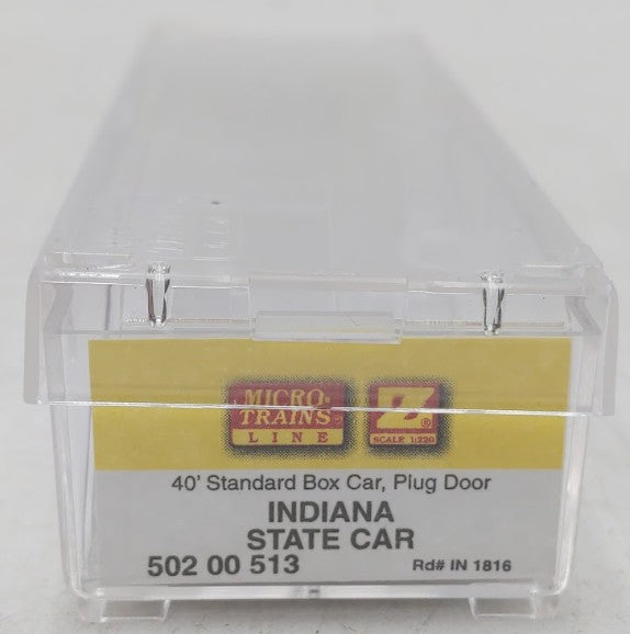 Micro-Trains 50200513 Z Scale Indiana State 40' Steel Plug Door Boxcar #1816 EX/Box