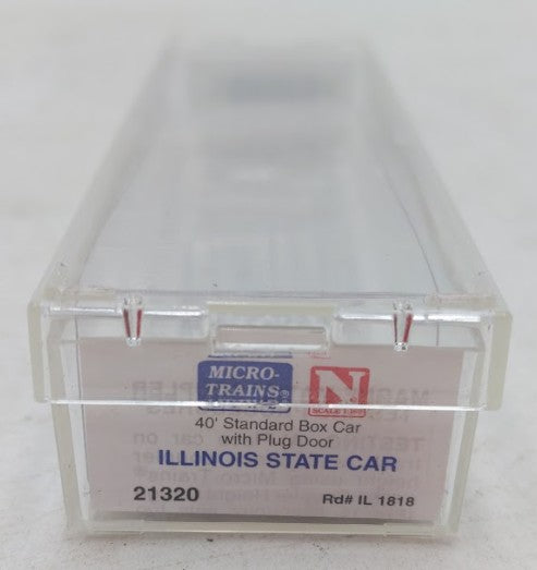 Micro-Trains 02100320 N Scale Illinois State 40' Standard Plug Door Boxcar #1818 EX/Box