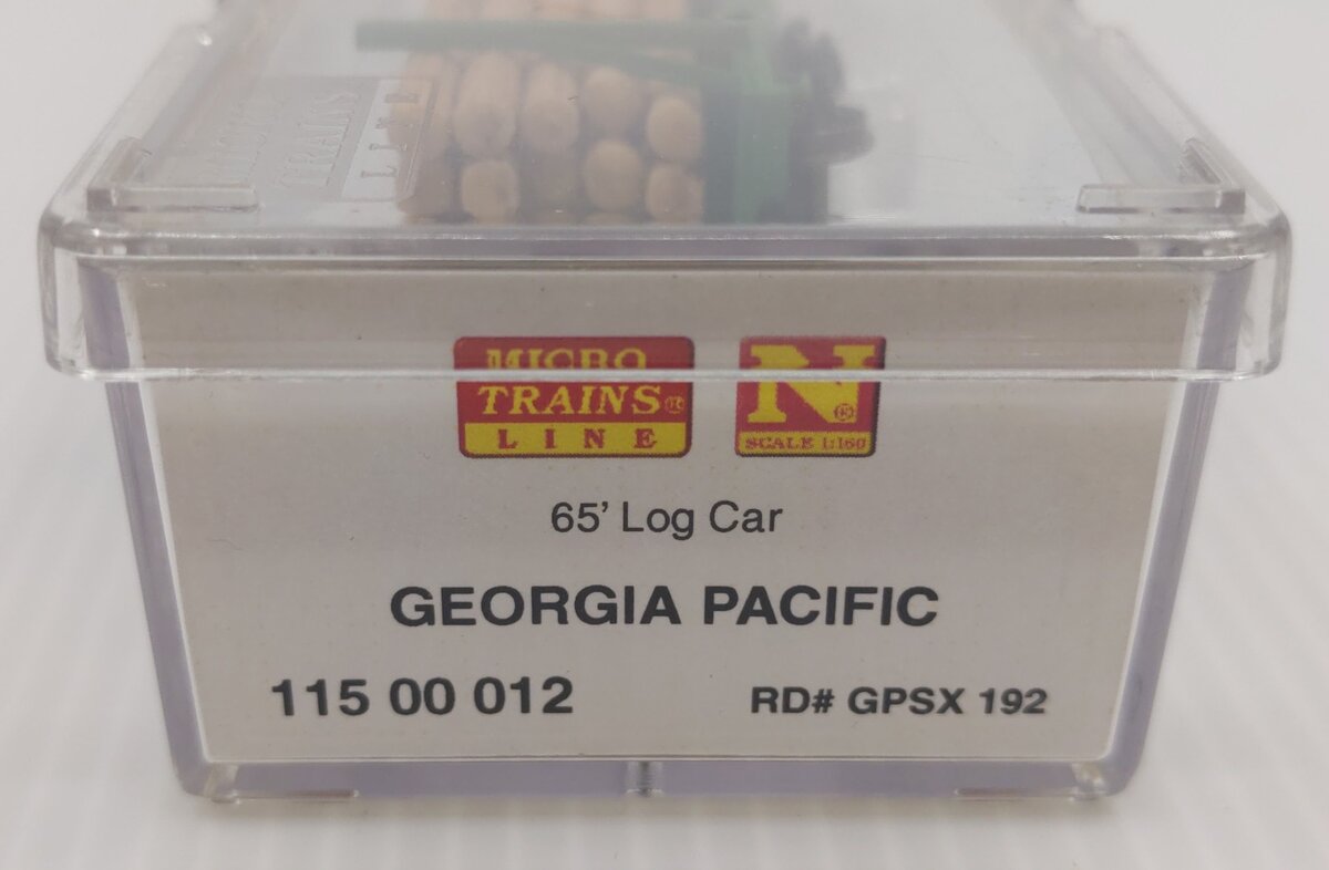 Micro-Trains 11500012 N Scale Georgia Pacific 65' 100 Ton Log Car w/ Load #192 LN/Box