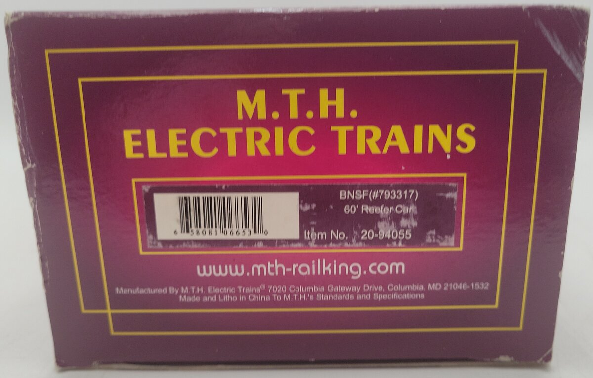 MTH 20-94055 Burlington North & Santa Fe 60‘ Reefer Car #793317 EX/Box