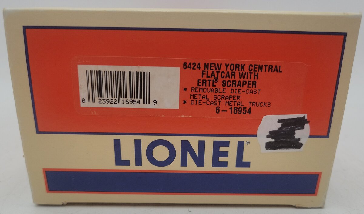 Lionel 6-16954 O Gauge New York Central Flatcar with ERTL Scraper #6424 EX/Box