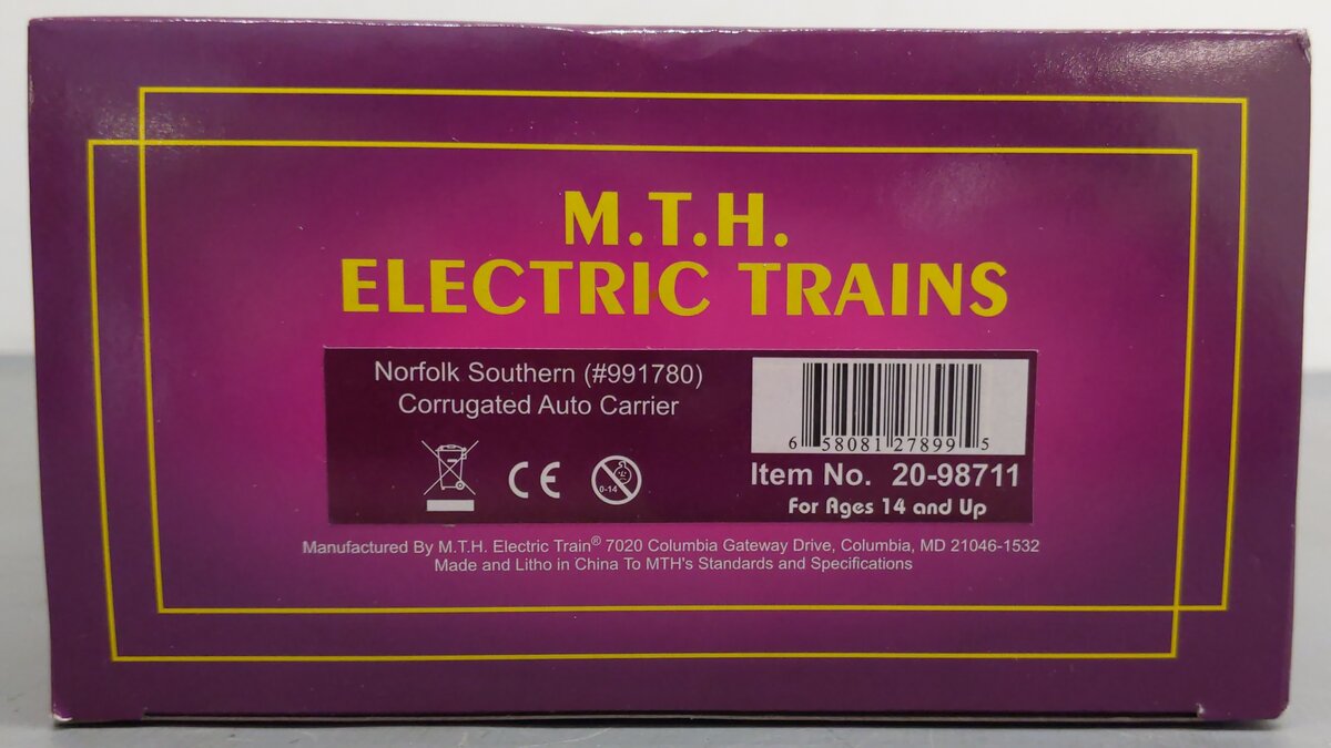 MTH 20-98711 Norfolk Southern Corrugated Auto Carrier #991780 EX/Box