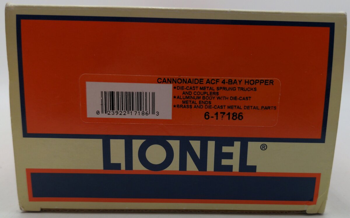 Lionel 6-17186 O Gauge ACFX Canndonaide 4-Bay Hopper #96169 LN/Box