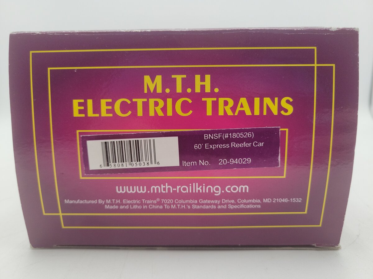 MTH 20-94029 O BNSF Refrigerator Car #180526 LN/Box