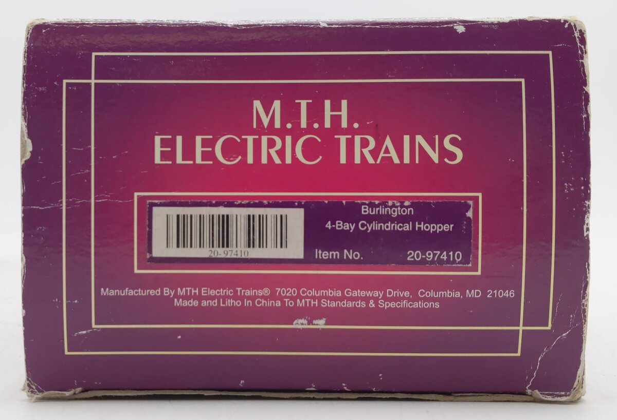 MTH 20-97410 O Gauge Burlington 4-Bay Cylindrical Hopper #3223 EX/Box