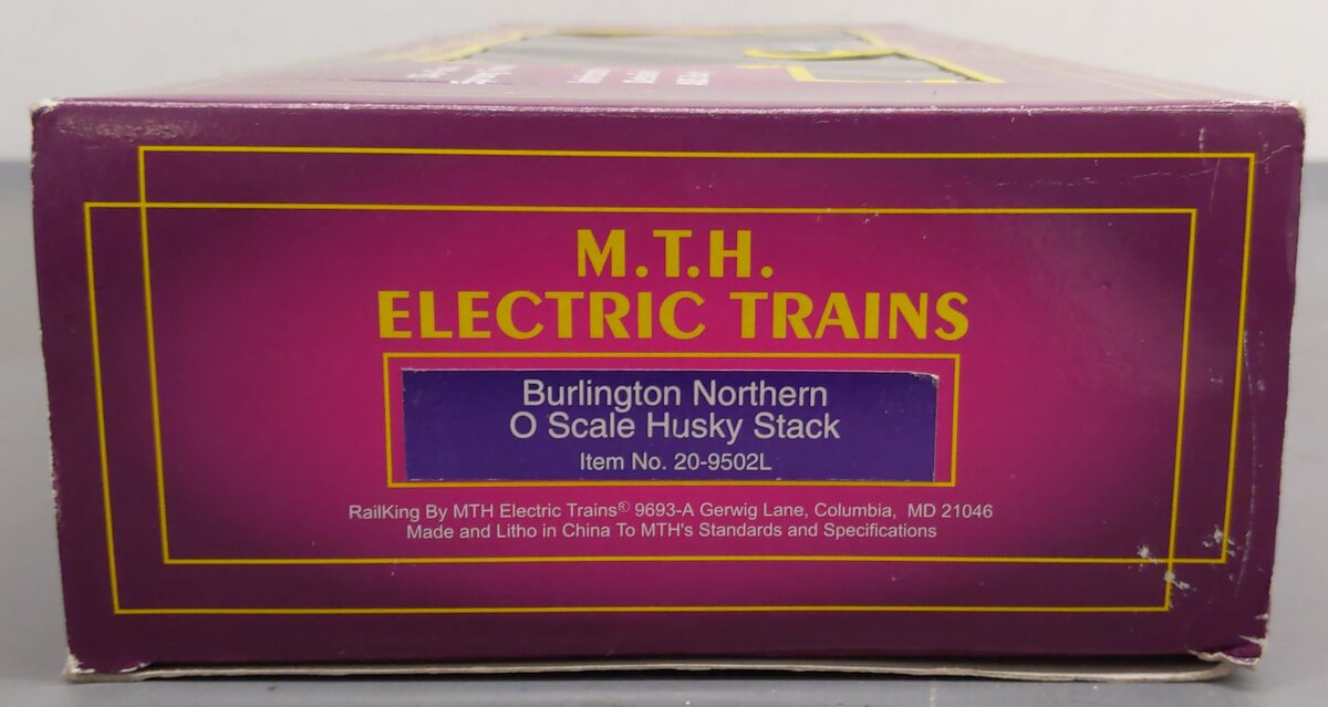 MTH 20-9502L O Gauge Burlington Northern Husky Stack Car w/ Containers #60009 EX/Box