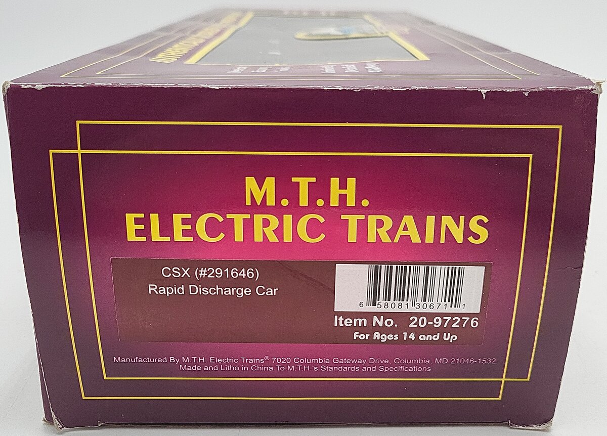 MTH 20-97276 O Gauge CSX Rapid Discharge Hopper Car #291646 LN/Box