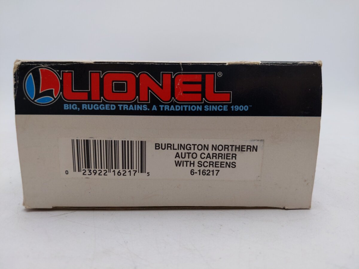 Lionel 6-16217 O Gauge Burlington Northern Auto Carrier with Screens EX/Box