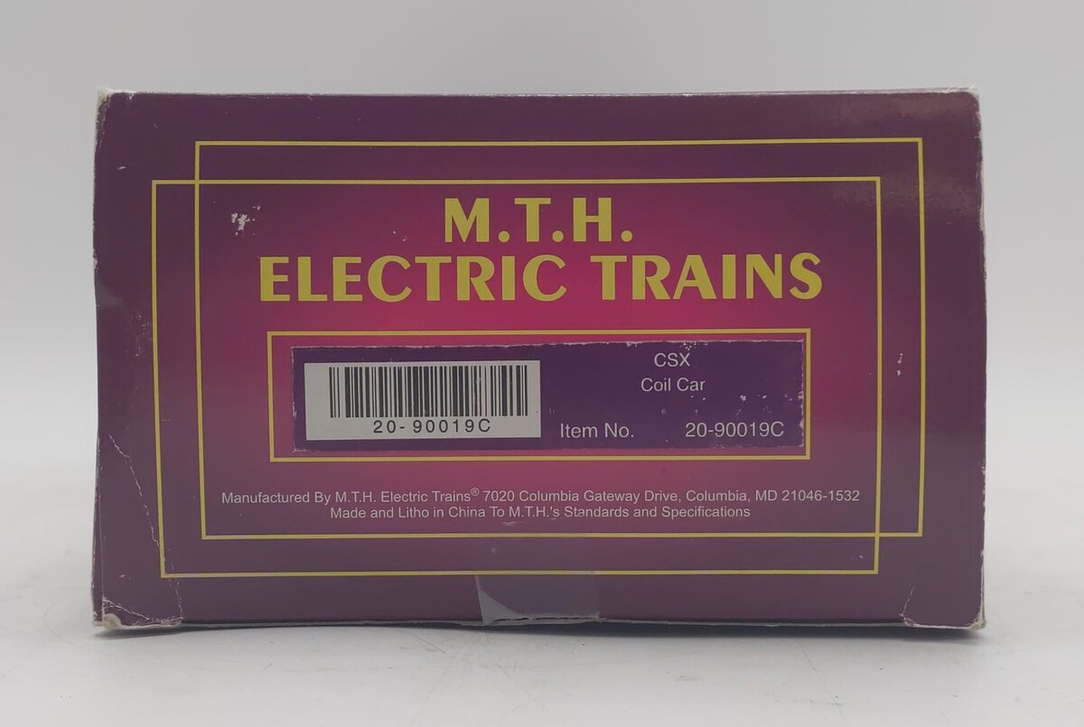 MTH 20-90019C O Gauge CSX Flatcar w/ Coil Covers #498100 EX/Box