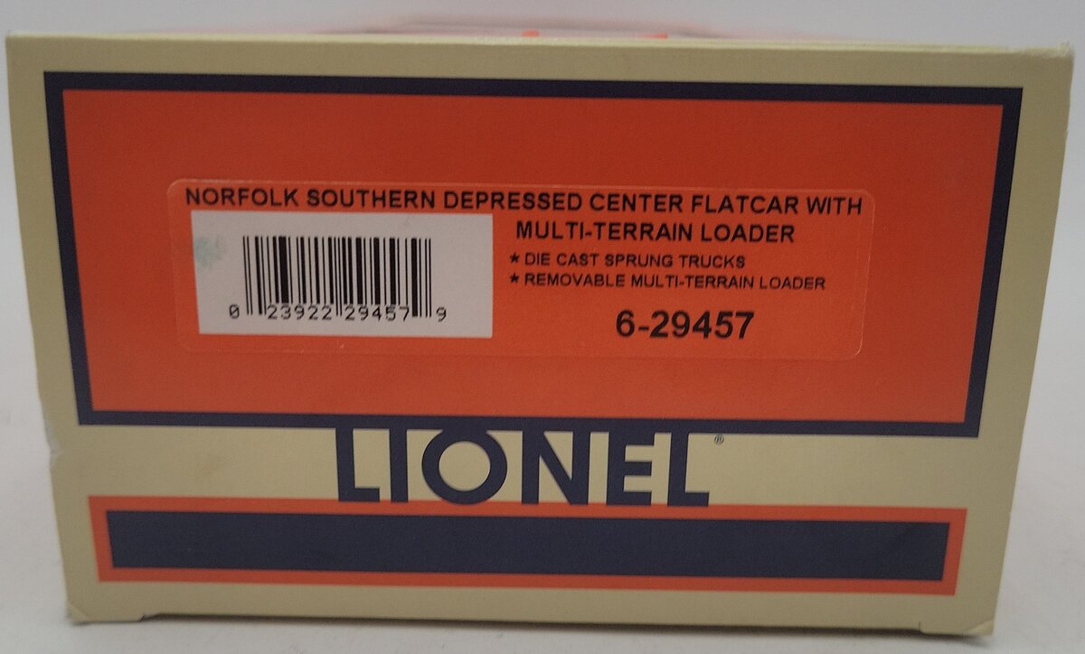 Lionel 6-29457 O Gauge NS Depressed Center Flatcar w/Multi-Terrain Loader EX/Box