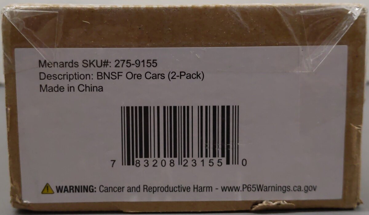 Menards 275-9155 O Gauge BNSF Ore Cars (2 Pack) #2483 and #2484 EX/Box