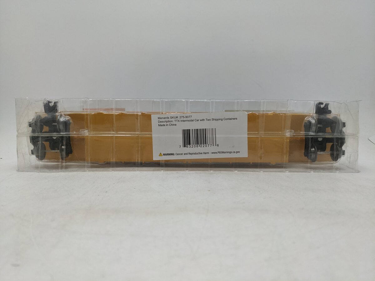 Menards 275-9077 O TTX Intermodal Car w/ Two Shipping Containers #4690 NIB