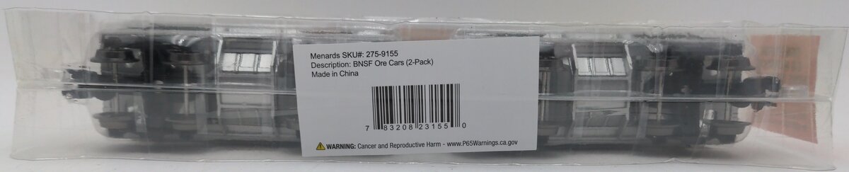 Menards 275-9155 O Gauge BNSF Ore Cars (2 Pack) #2244 and #2243 NEW