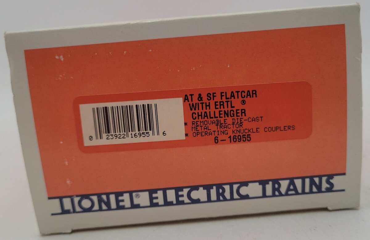 Lionel 6-16955 O Gauge Santa Fe Flatcar with Ertl Challenger EX/Box