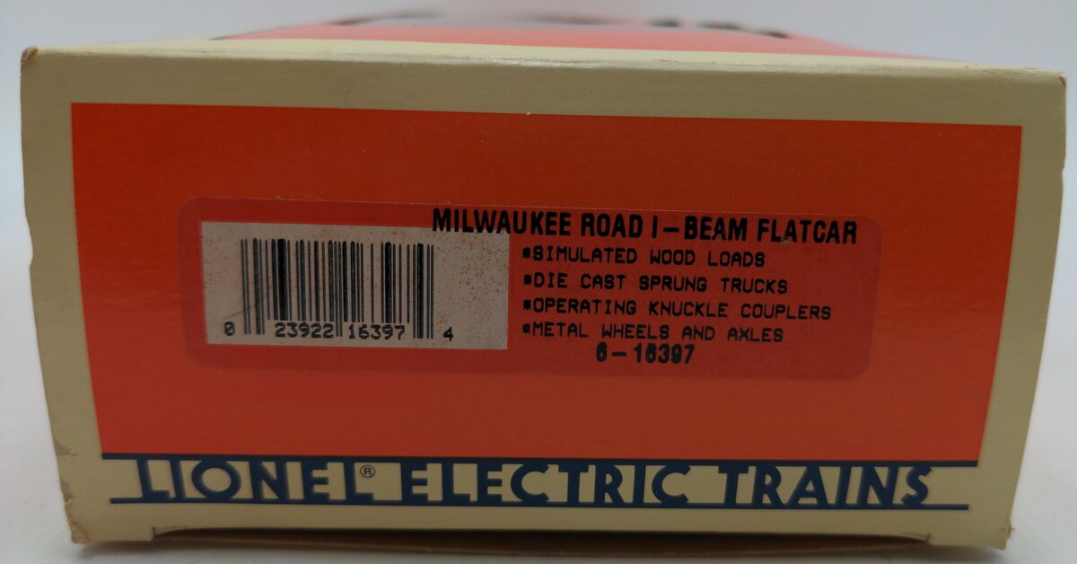 Lionel 6-16397 O Gauge Milwaukee Road I Beam Flatcar #16397 EX/Box