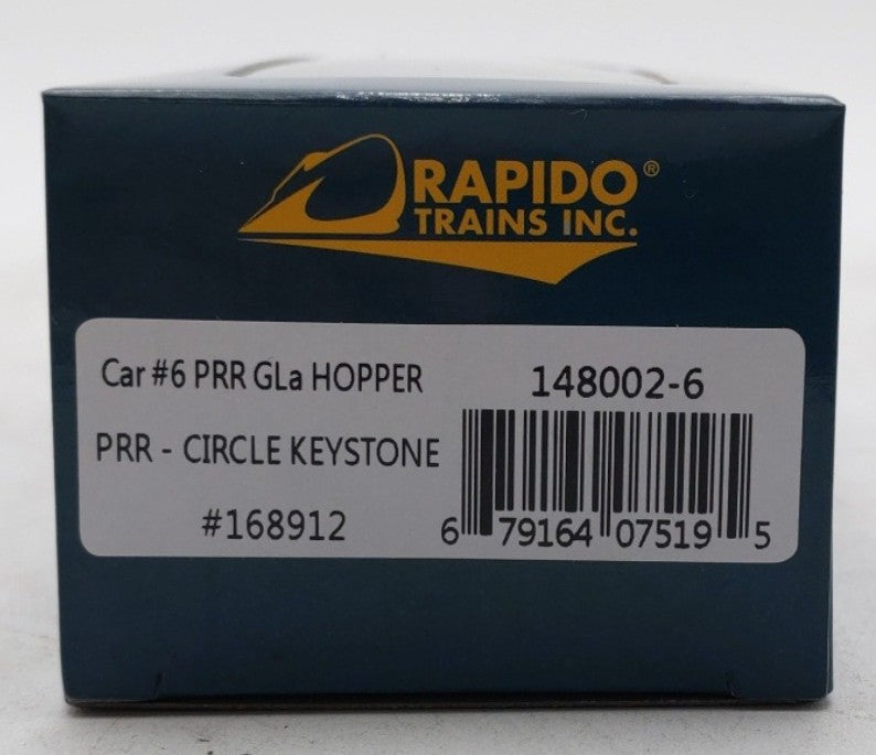 Rapido Trains 148002-6 HO PRR Circle Keystone GLa 2-Bay Hopper Car #168912 NIB