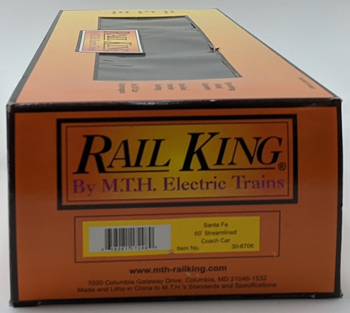 MTH 30-6706 O Gauge Santa Fe 60' Streamlined ABS Coach Car #3158 NIB