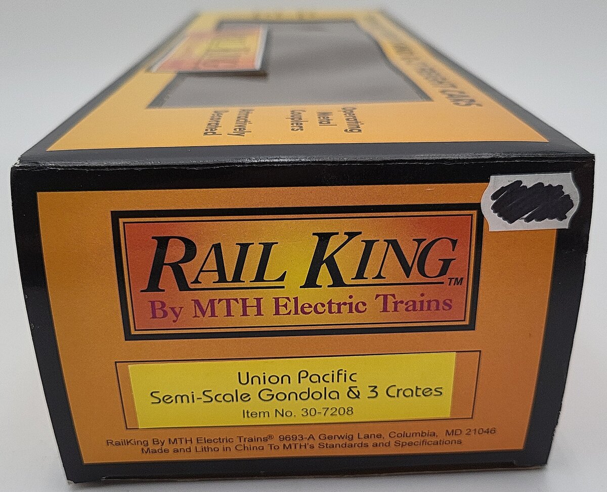 MTH 30-7208 O Gauge Union Pacific Gondola with 3 Crates #65239 EX/Box