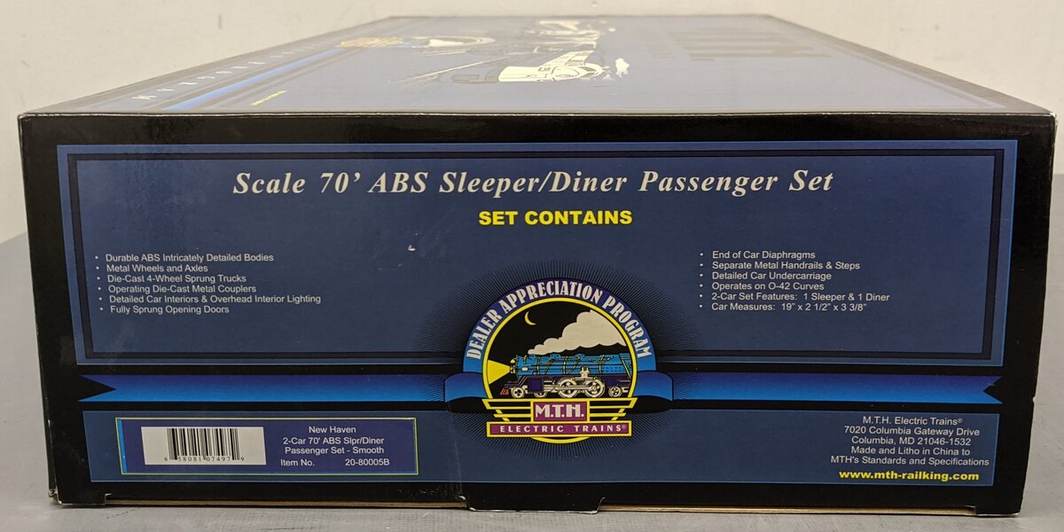 MTH 20-80005B O NH 70' Streamlined Sleeper/Diner Passenger Car Set (Set of 2) NIB