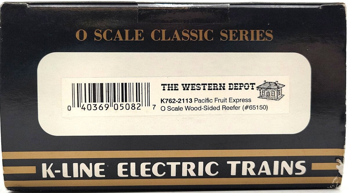 K-Line K762-2113 O Gauge Pacific Fruit Express Reefer Car #65150 VG/Box