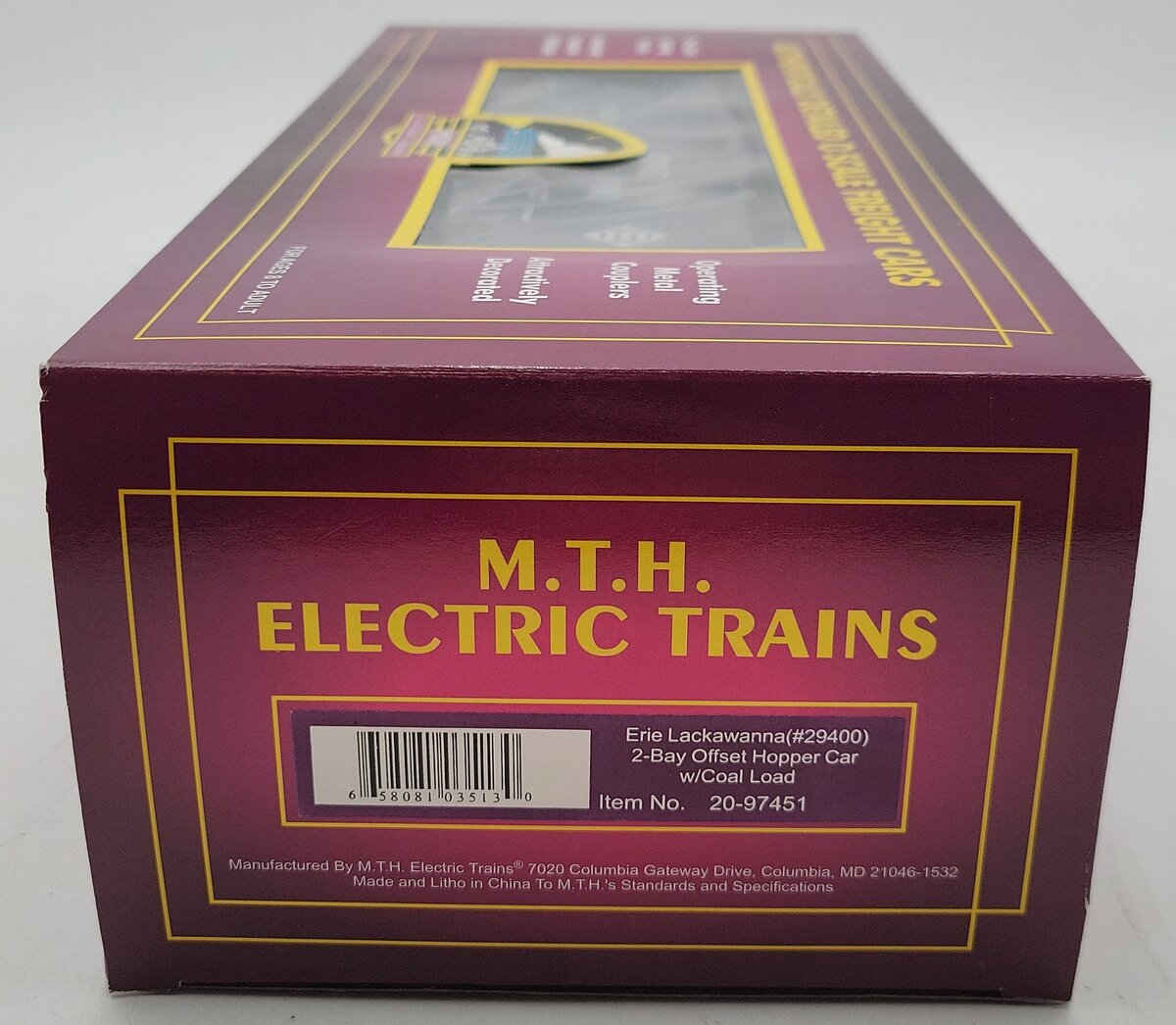 MTH 20-97451 O Erie Lackawanna 2-Bay Offset Hopper Car #29400 NIB