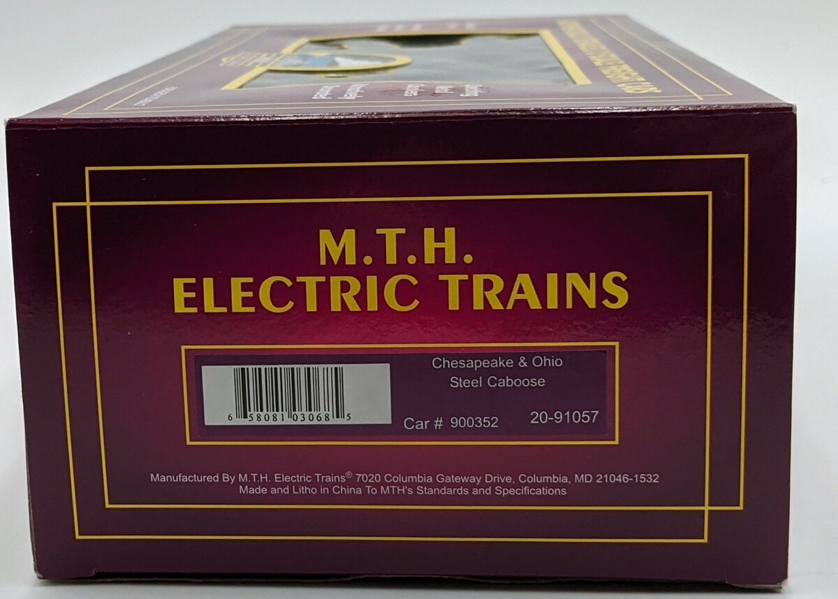 MTH 20-91057 O Gauge Chesapeake & Ohio Caboose #900352 NIB