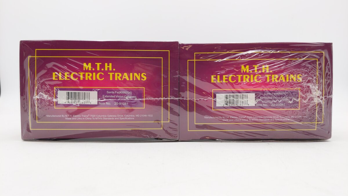 MTH 20-91081 O Gauge Santa Fe Extended Vision Caboose (2-Pack) MT/Box