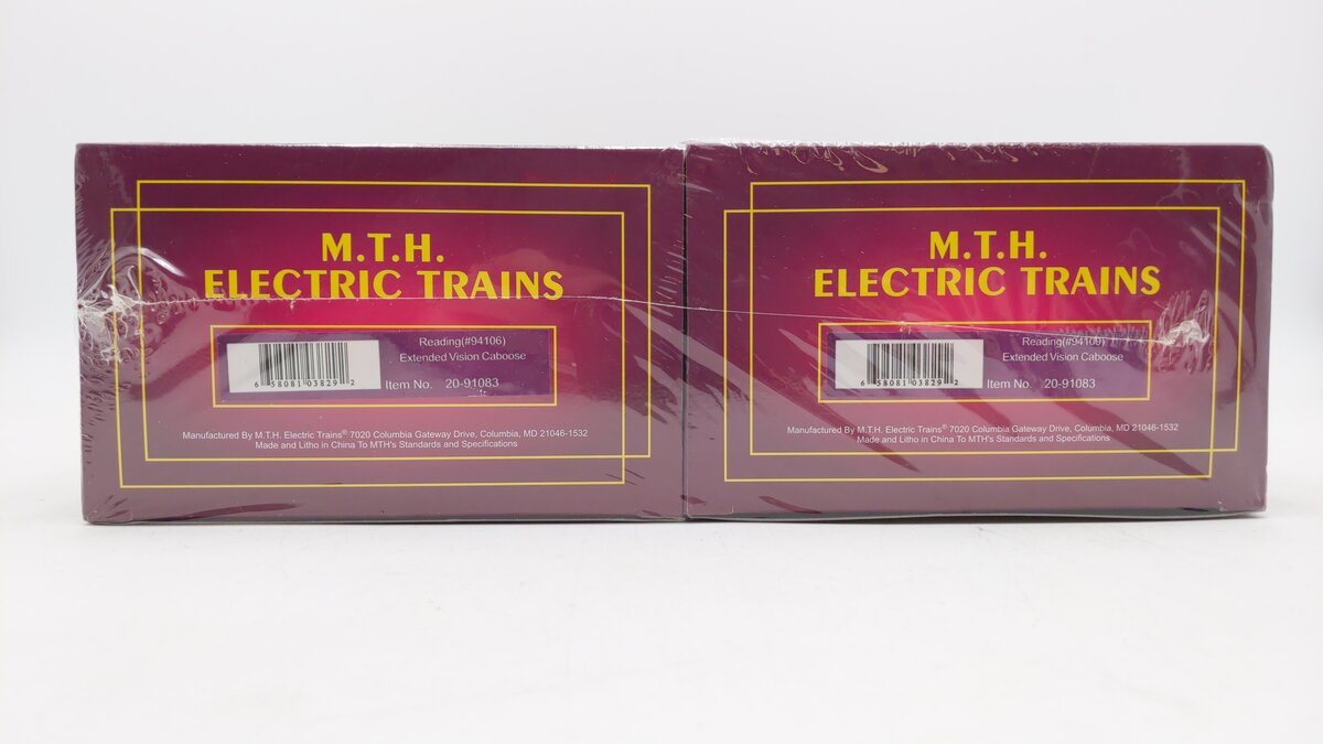MTH 20-91083 O Gauge Reading Extended Vision Caboose (2-Pack) MT/Box