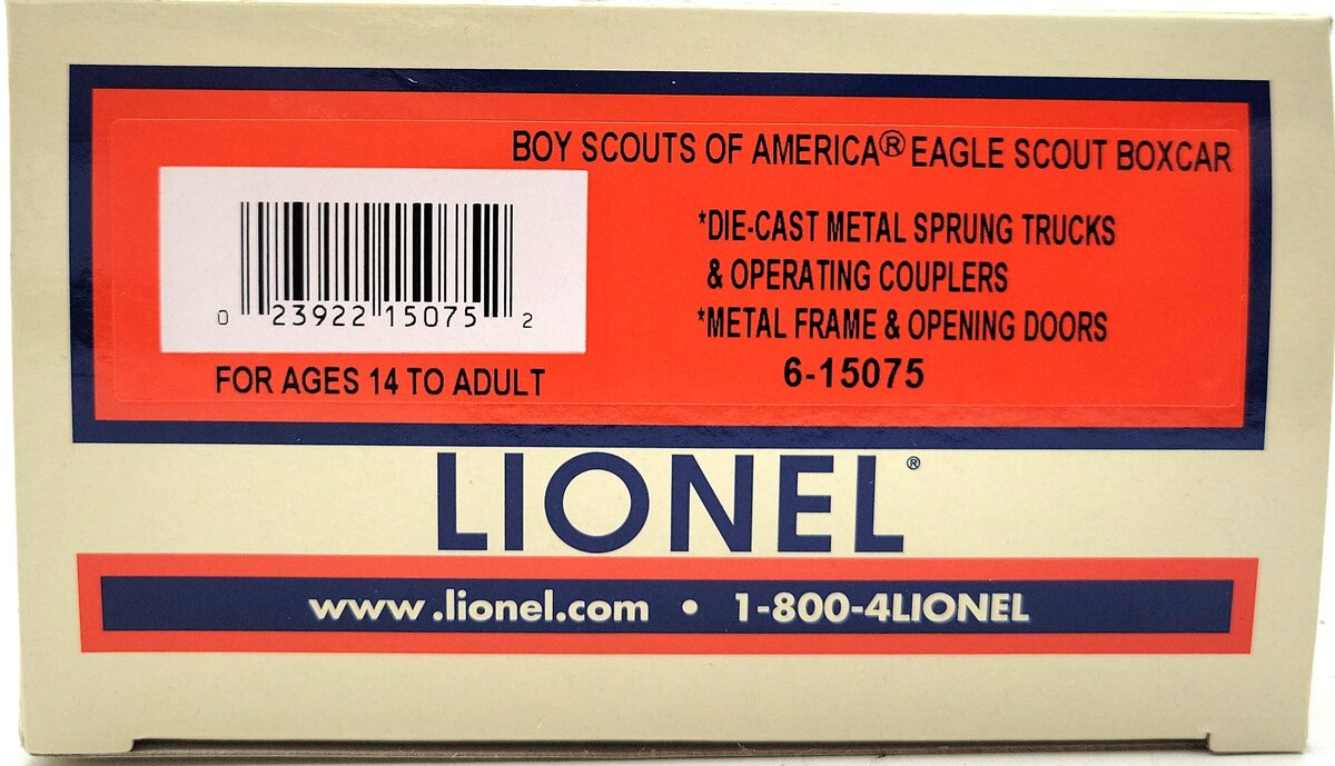 Lionel 6-15075 O Gauge Boy Scouts Of America Eagle Scout Boxcar
