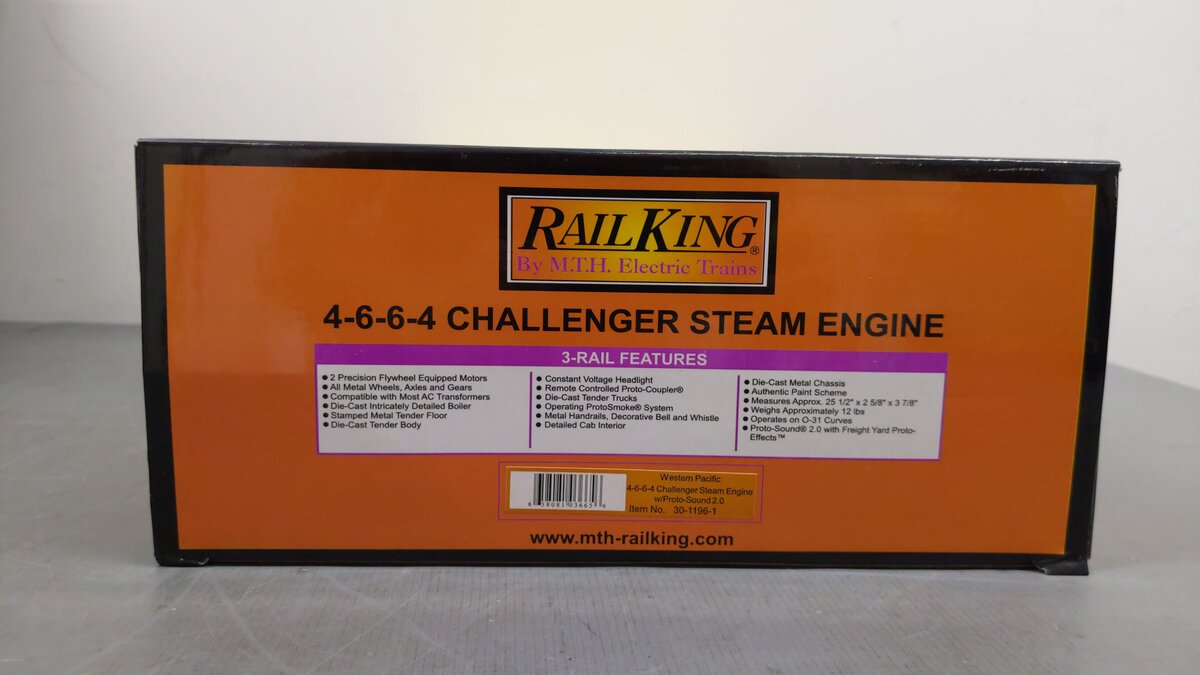MTH 30-1196-1 Western Pacific 4-6-6-4 Challenger Steam Engine w/PS2 #402 EX/Box