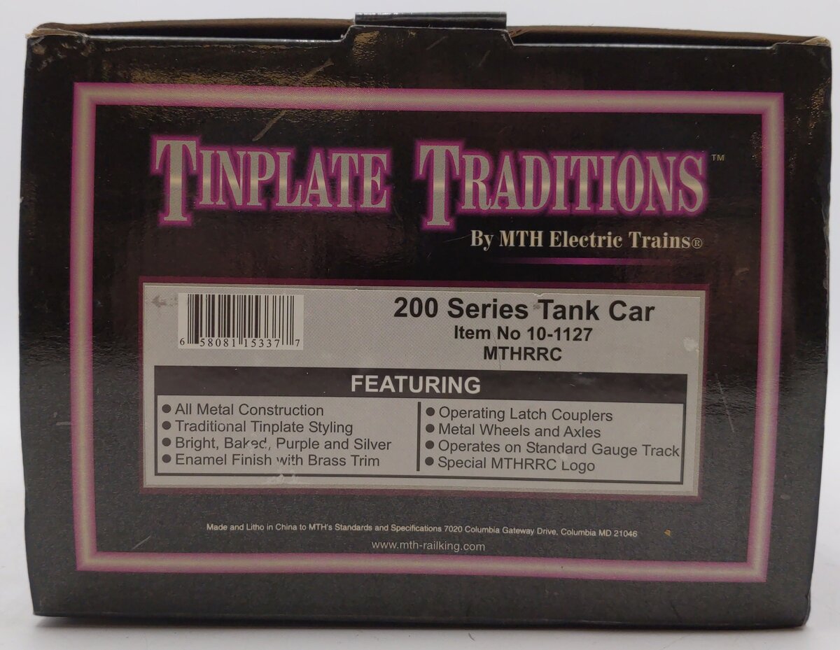 MTH 10-1127 Standard Gauge MTH Tank Car Tin Plate/Brass Trim #215 EX/Box