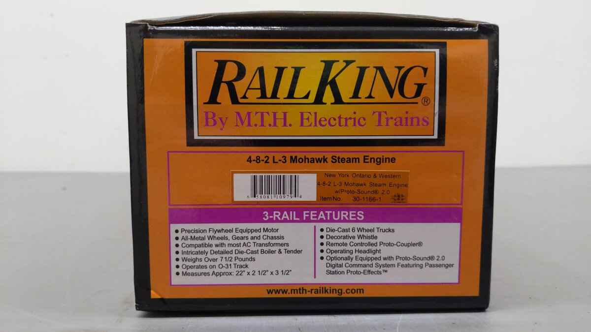 MTH 30-1166-1 NYO&W 4-8-2 L-3 Mohawk Steam Loco & Tender w/PS2 #458 EX/Box