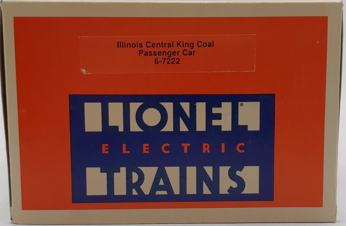 Lionel 6-7222 O Gauge Illinois Central "King Coal" Passenger Car LN/Box