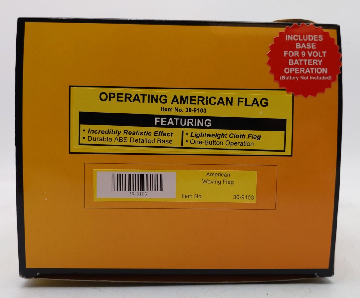 MTH 30-9103 O Scale Operating American Waving Flag LN/Box