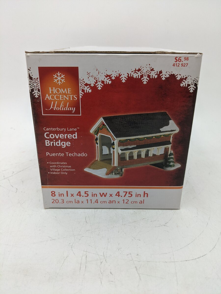 Home Accents 412927 Holiday Christmas Village- "Canterbury Covered Bridge" EX/Box