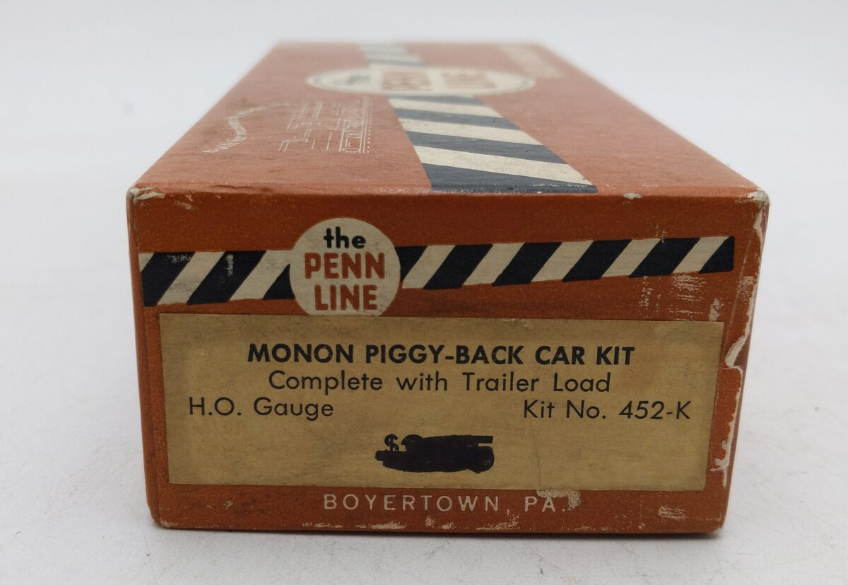 Penn Line 452 HO Monon Piggy-Back Car w/ Trailer Load EX/Box