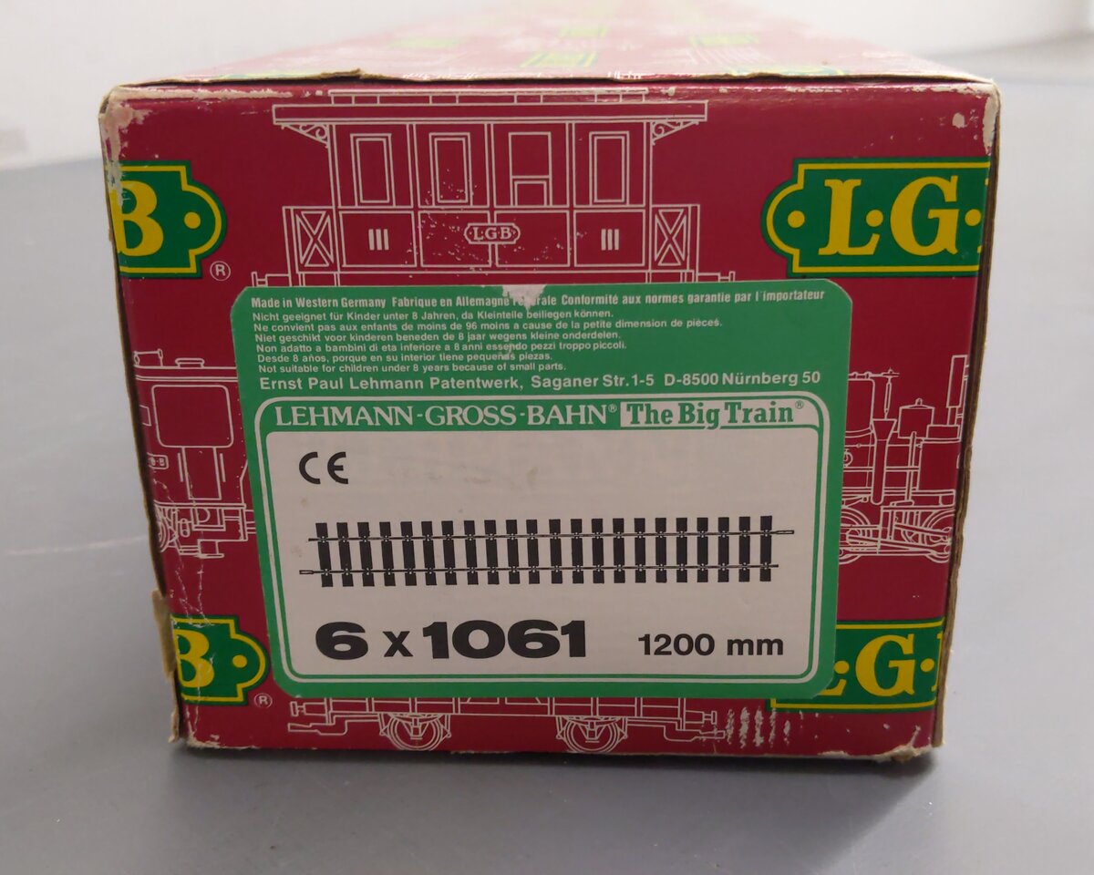 LGB 10610 G Gauge 48 Straight Track Box (Box of 6) EX/Box