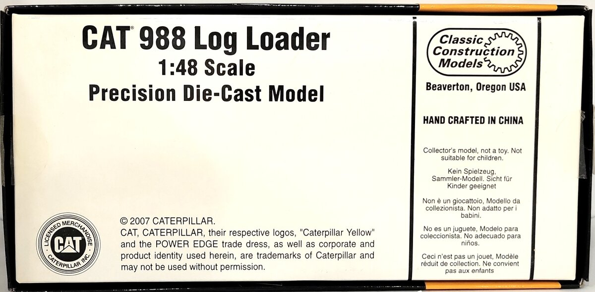 Classic Construction Models 1:48 Die Cast CAT 988 Log Loader w/ Log Forks LN/Box