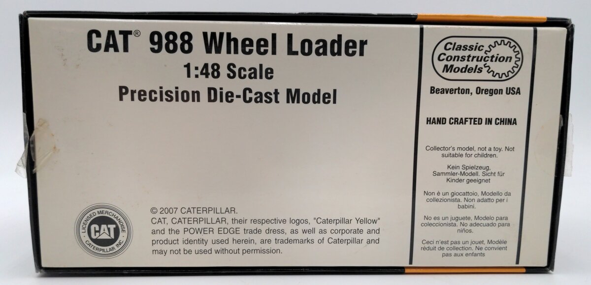 CCM 988 1:48 Scale Diecast Caterpillar Wheel Loader NIB