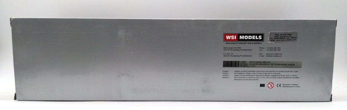 WSI 01-1849 1:50 Scale Scania R6 Topline 6x4 & 100 Tonner Range Trailer NIB