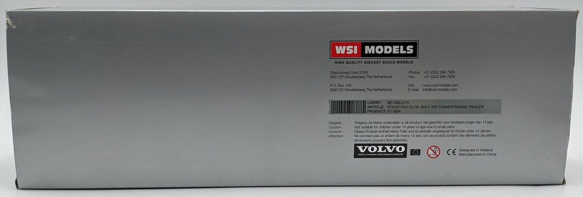 WSI 01-1804 1:50 Volvo FH4 Globetrotter 6 x 4 W/100 Tonner Range Trailer NIB