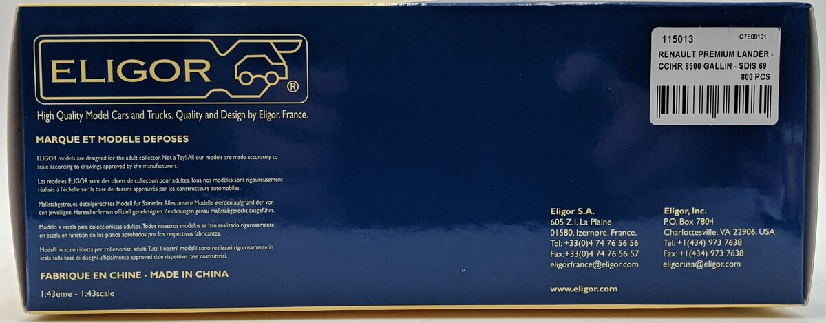 Eligor 115013 1:43 Renault Premium Lander - CCIHR 8500 Gallin NIB