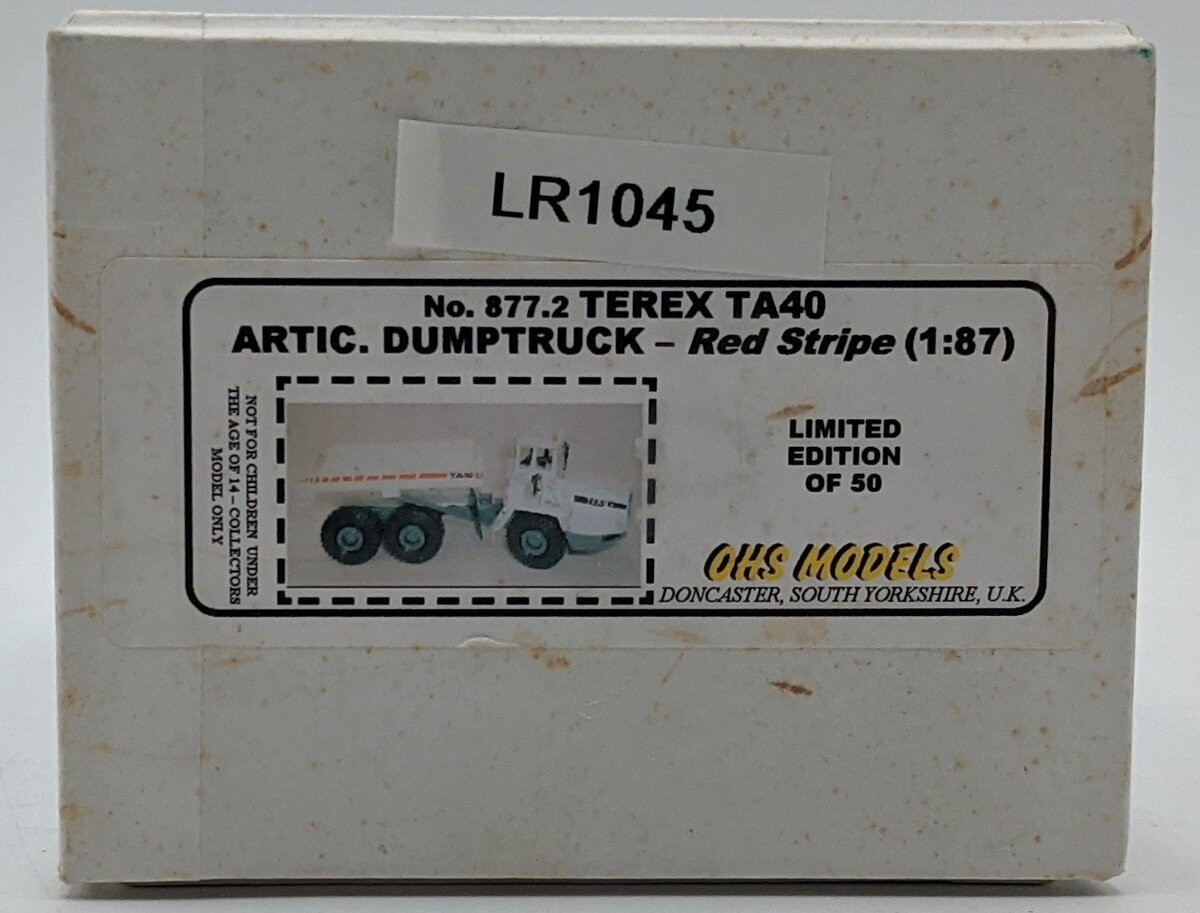 OHS Models 877.2 1:87 Diecast Terex TA40 Artic Dump Truck Red Stripe VG/Box