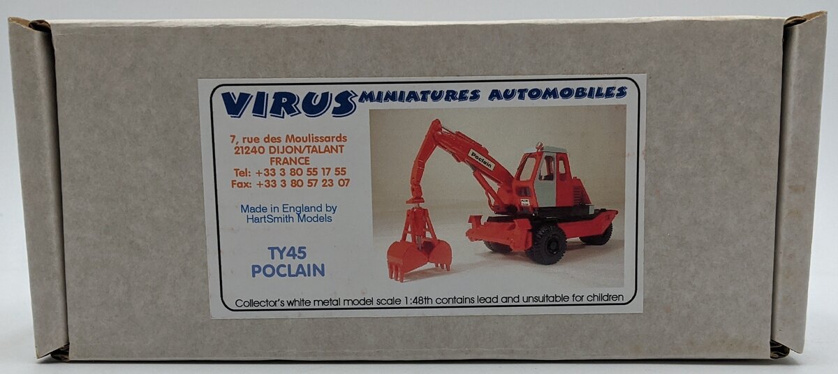 HartSmith Models Ltd. 1:48 Diecast Poclain TY45 Wheeled Excavator w/Clam Bucket NIB