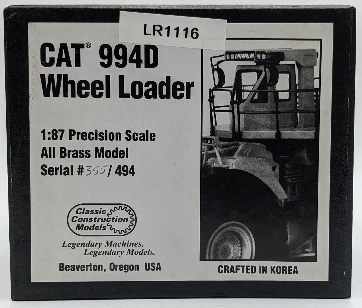 CCM 994D 1:87 Diecast Caterpillar 994D Wheel Loader Brass NIB