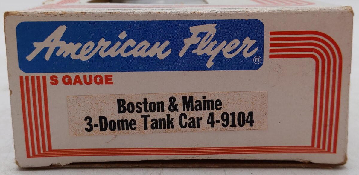 American Flyer 4-9104 S Gauge Boston & Maine Three-Dome Tank Car EX/Box