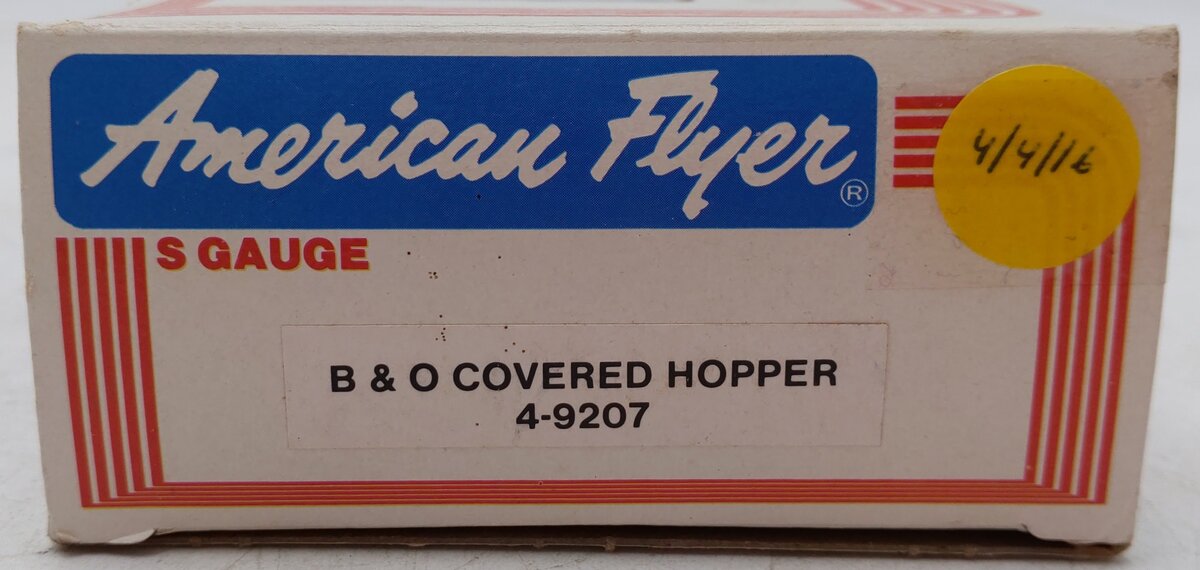 American Flyer 4-9207 S Gauge Baltimore & Ohio Covered Hopper #9207 EX/Box