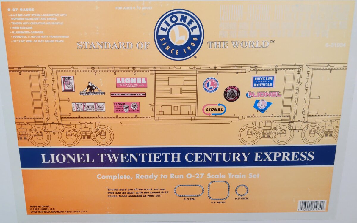 Lionel 6-31934 O 20th Century Express Steam Train Set EX/Box