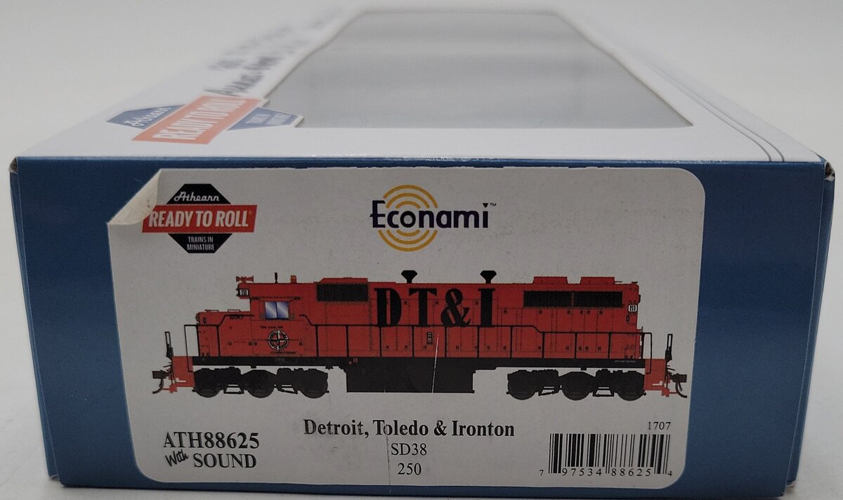 Athearn 88625 HO DT&I RTR SD38 Diesel Locomotive with DCC & Sound #250/Box