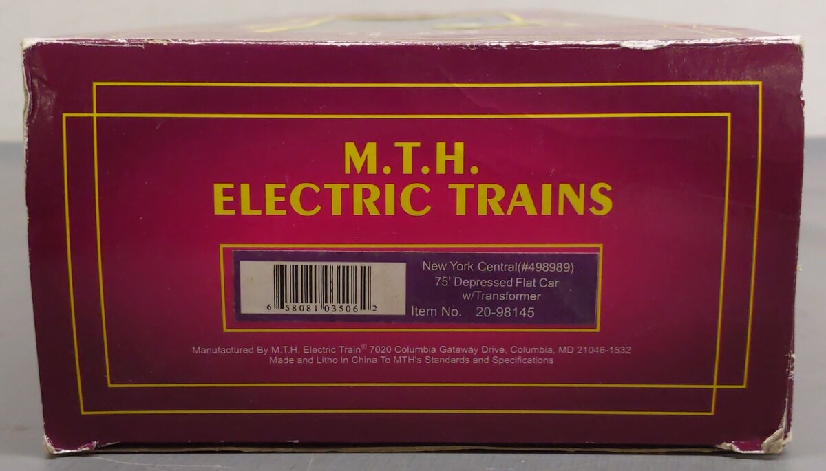 MTH 20-98145 75' NYC Depressed Flat Car VG/Box